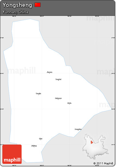 Silver Style Simple Map of Yongsheng, single color outside