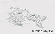 Silver Style 3D Map of Yuanyang, single color outside