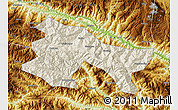 Shaded Relief Map of Yuanyang, physical outside