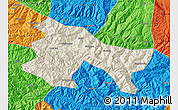Shaded Relief Map of Yuanyang, political outside