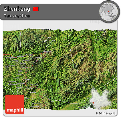 Satellite 3D Map of Zhenkang