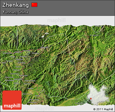 Satellite 3D Map of Zhenkang