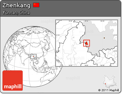 Blank Location Map of Zhenkang, highlighted parent region