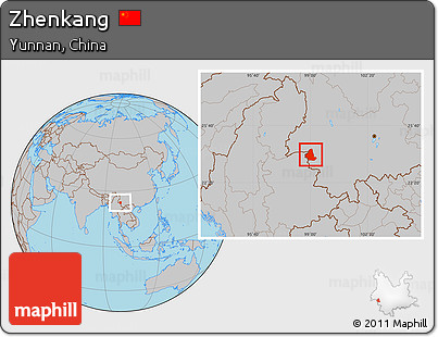 Gray Location Map of Zhenkang
