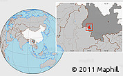 Gray Location Map of Zhenkang, highlighted country, highlighted parent region