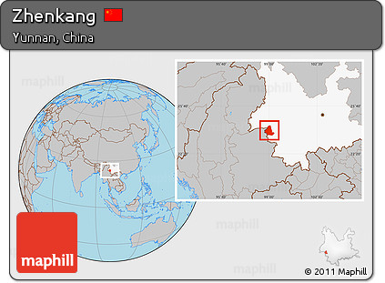 Gray Location Map of Zhenkang, highlighted parent region