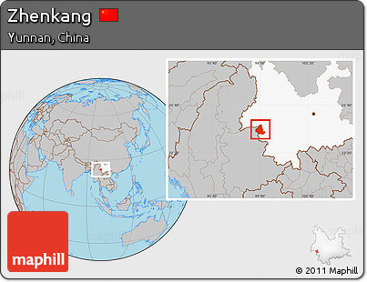 Gray Location Map of Zhenkang, highlighted parent region