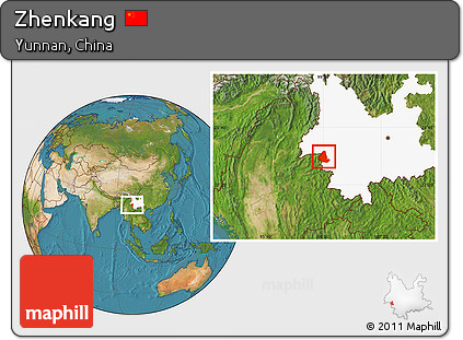 Satellite Location Map of Zhenkang, highlighted parent region