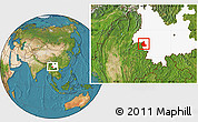 Satellite Location Map of Zhenkang, highlighted parent region