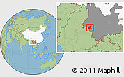 Savanna Style Location Map of Zhenkang, highlighted country, highlighted parent region