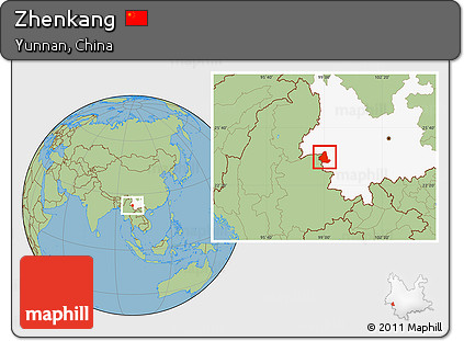 Savanna Style Location Map of Zhenkang, highlighted parent region