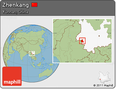 Savanna Style Location Map of Zhenkang, highlighted parent region