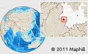 Shaded Relief Location Map of Zhenkang, highlighted parent region