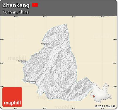Classic Style Map of Zhenkang, single color outside
