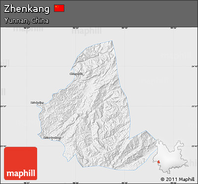 Silver Style Map of Zhenkang, single color outside
