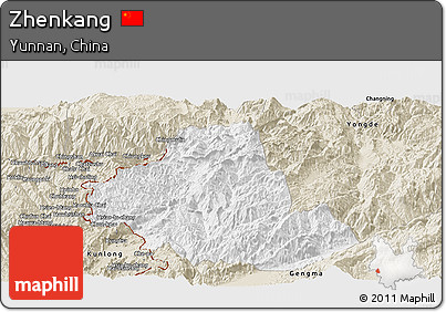 Classic Style Panoramic Map of Zhenkang