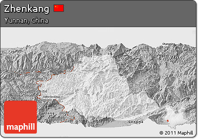 Gray Panoramic Map of Zhenkang