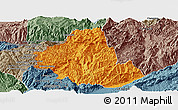 Political Panoramic Map of Zhenkang, semi-desaturated