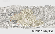 Shaded Relief Panoramic Map of Zhenkang, semi-desaturated