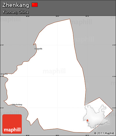 Gray Simple Map of Zhenkang, cropped outside