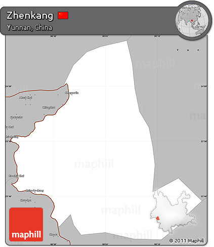 Gray Simple Map of Zhenkang