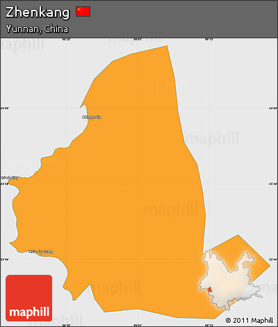 Political Simple Map of Zhenkang, single color outside