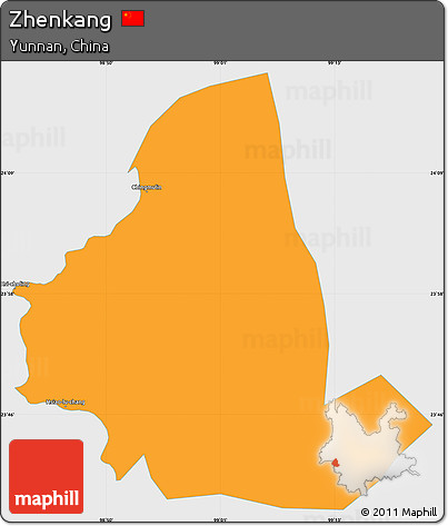 Political Simple Map of Zhenkang, single color outside