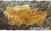 Physical 3D Map of Zhenxiong, darken, semi-desaturated