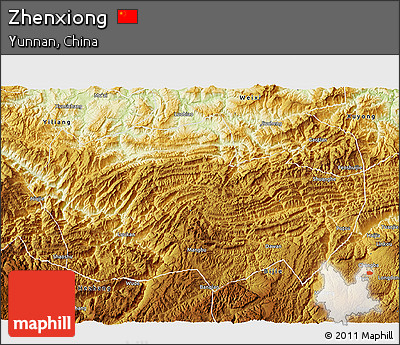 Physical 3D Map of Zhenxiong
