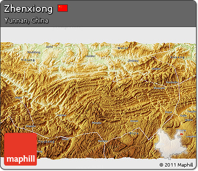 Physical 3D Map of Zhenxiong