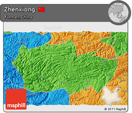 Political 3D Map of Zhenxiong