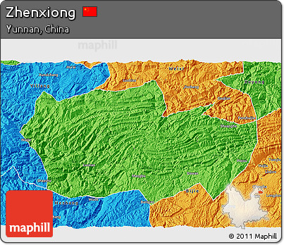 Political 3D Map of Zhenxiong