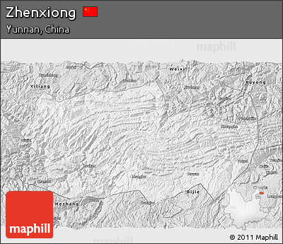 Silver Style 3D Map of Zhenxiong