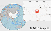 Gray Location Map of Zhenxiong, highlighted country, hill shading