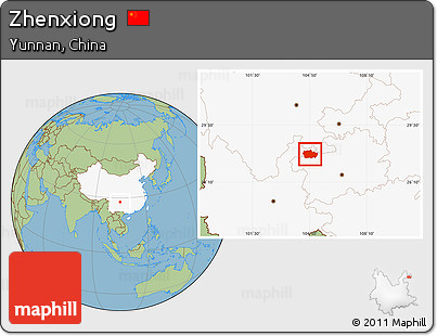 Savanna Style Location Map of Zhenxiong, highlighted country