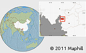 Savanna Style Location Map of Zhenxiong, highlighted country, highlighted parent region, hill shading
