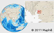 Shaded Relief Location Map of Zhenxiong, highlighted parent region