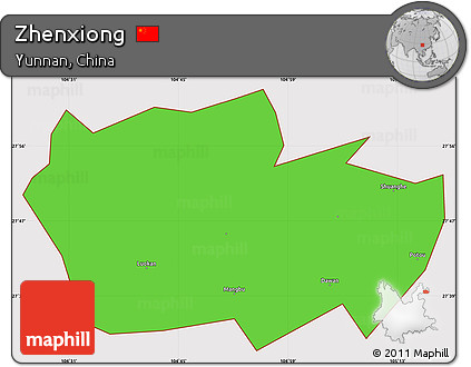 Political Simple Map of Zhenxiong, cropped outside