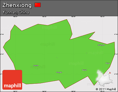 Political Simple Map of Zhenxiong, cropped outside