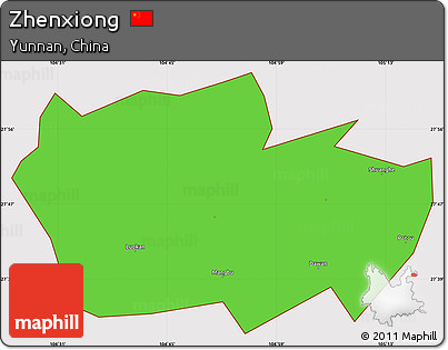 Political Simple Map of Zhenxiong, cropped outside