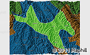 Political 3D Map of Zhenyuan, darken