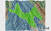 Political 3D Map of Zhenyuan, semi-desaturated
