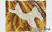 Shaded Relief 3D Map of Zhenyuan, physical outside