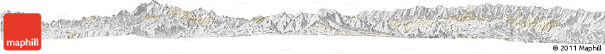 Shaded Relief Horizon Map of Zhenyuan, lighten, desaturated Shaded Relief Horizon Map of Zhenyuan, lighten, desaturated