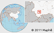 Gray Location Map of Zhenyuan, highlighted country