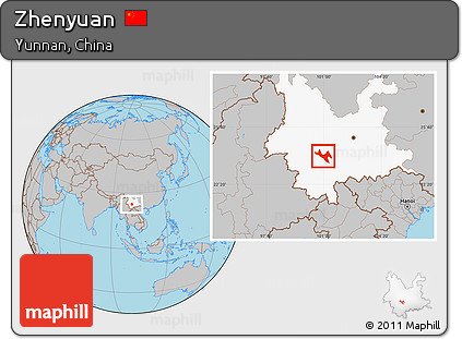 Gray Location Map of Zhenyuan, highlighted parent region