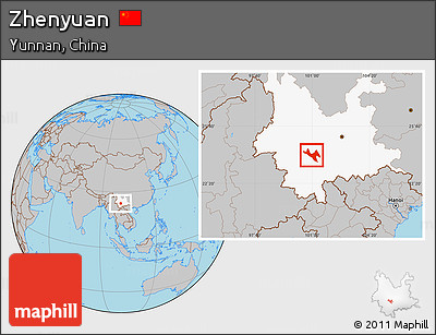 Gray Location Map of Zhenyuan, highlighted parent region