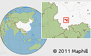 Savanna Style Location Map of Zhenyuan, highlighted country