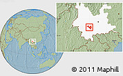 Savanna Style Location Map of Zhenyuan, highlighted parent region, hill shading