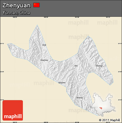 Classic Style Map of Zhenyuan, single color outside